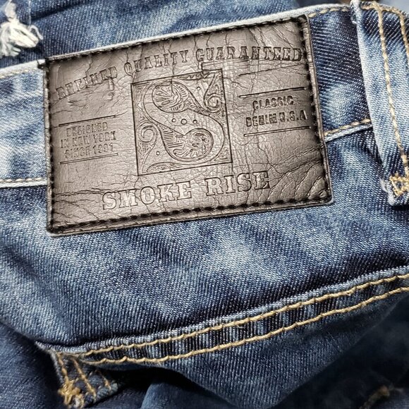 Smoke Rise  Distressed Bleached Jeans  Men's 42 X 32  Straight Leg  Relaxed - Picture 2 of 7